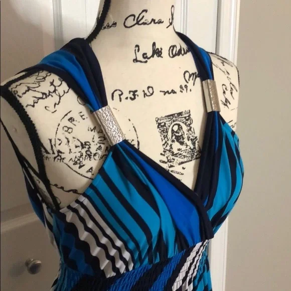 CHICOS Deep V Print Maxi Dress Chicos Size 2 - Picture 7 of 14